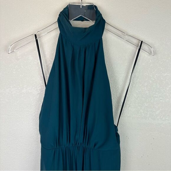 Show Me Your Mumu Teal Maxi Halter Neck Dress Slit Size small - Picture 3 of 10